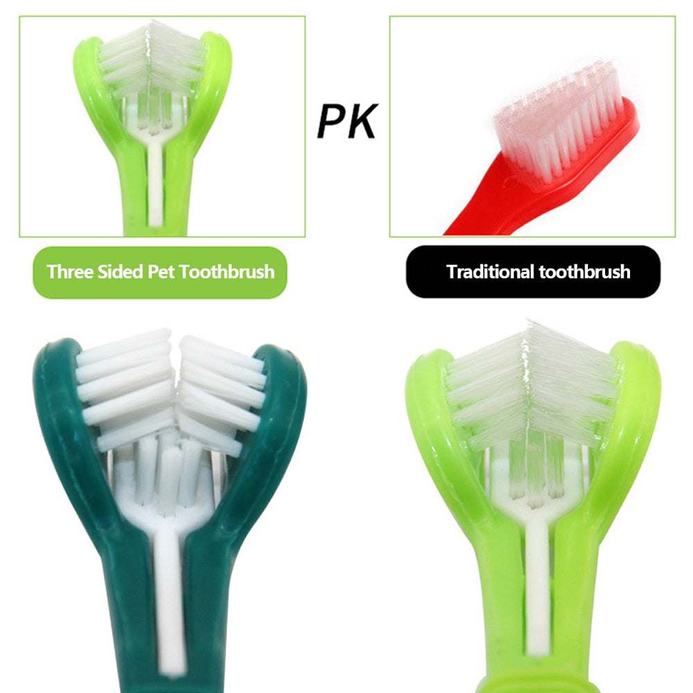 Multi-Angle Three Sided Pet Toothbrush