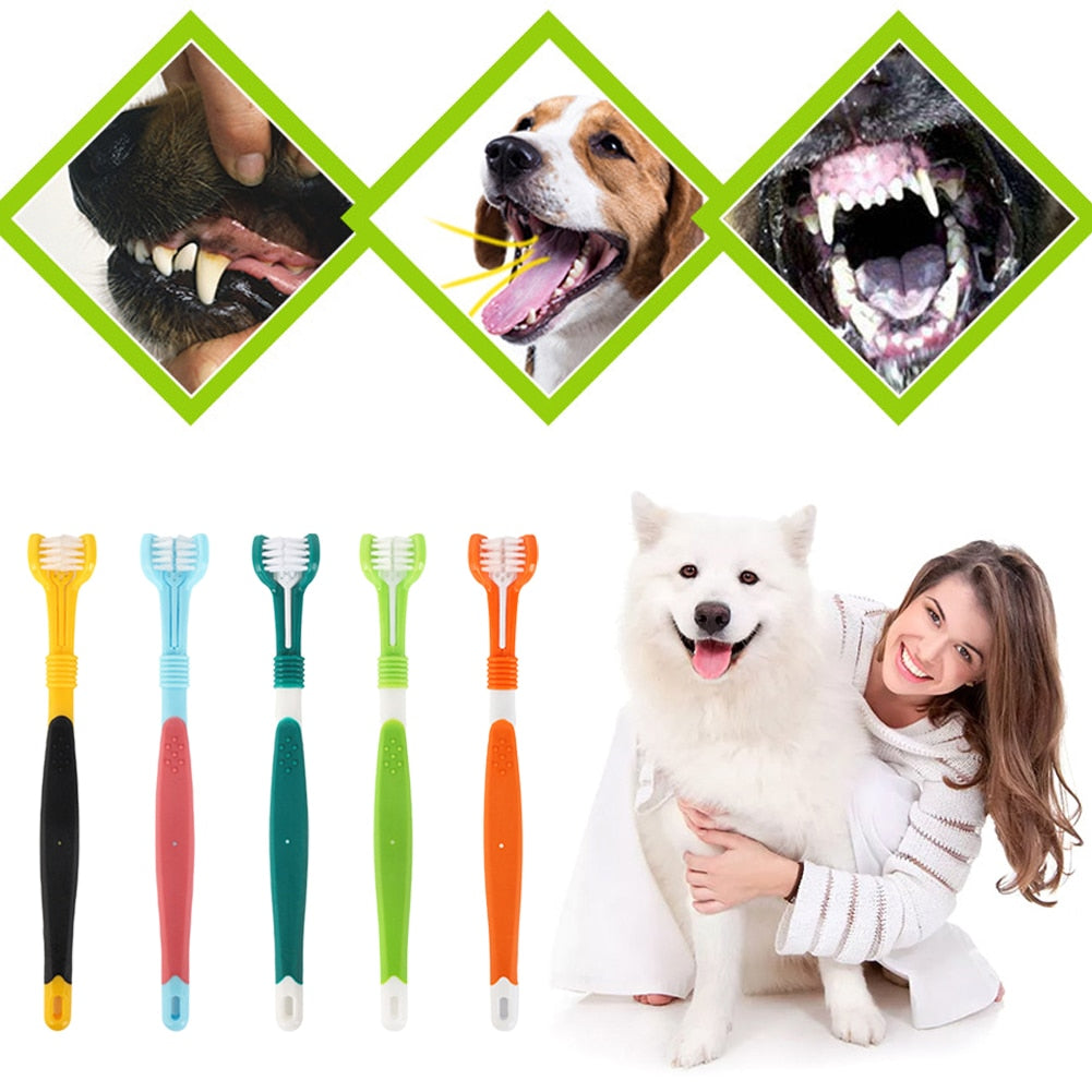 Multi-Angle Three Sided Pet Toothbrush