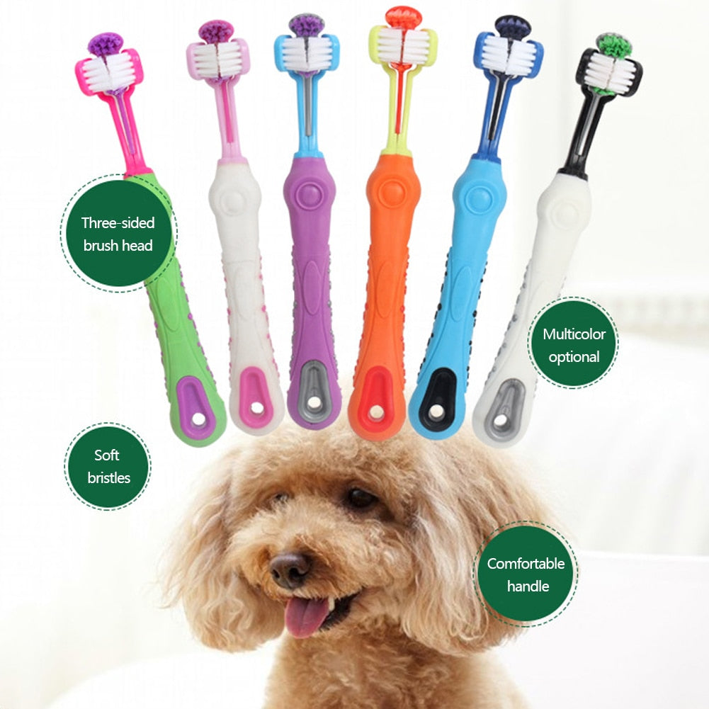 Multi-Angle Three Sided Pet Toothbrush